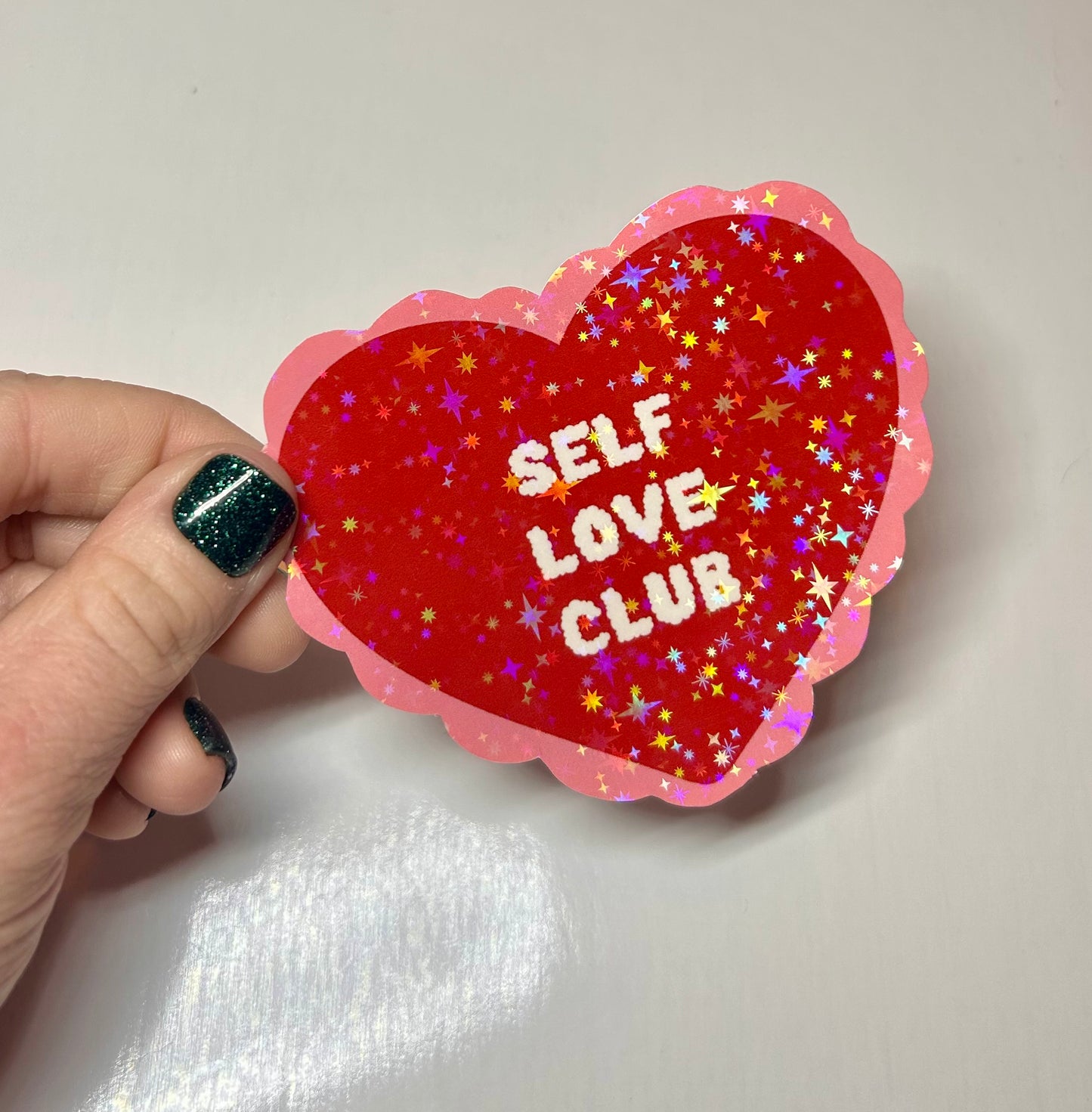 self love club holographic sticker!