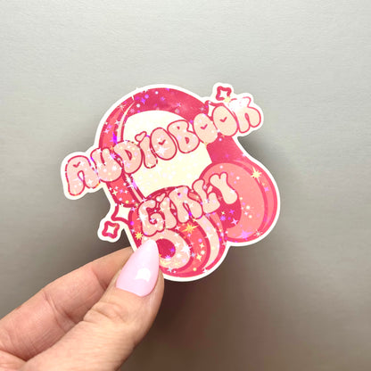 audiobook girly holographic sticker!