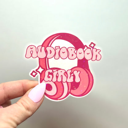 audiobook girly holographic sticker!