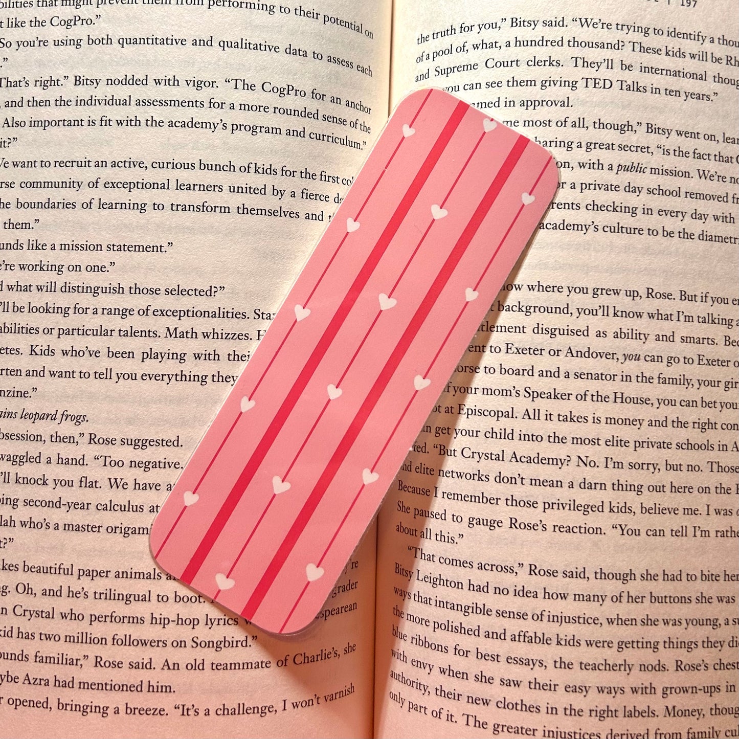 pink striped heart bookmark!