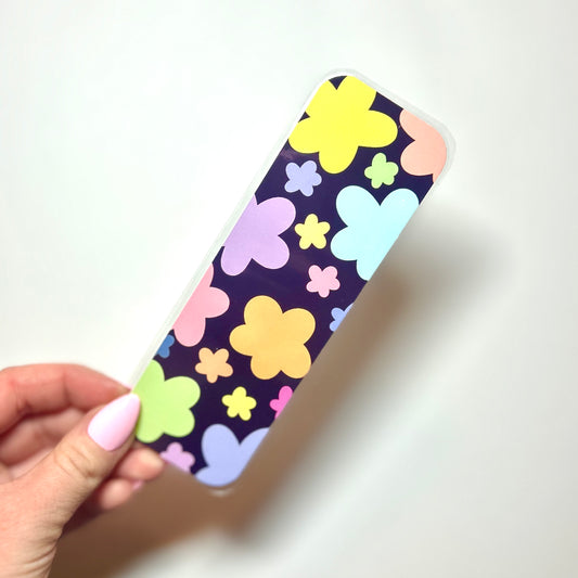 black rainbow floral bookmark!