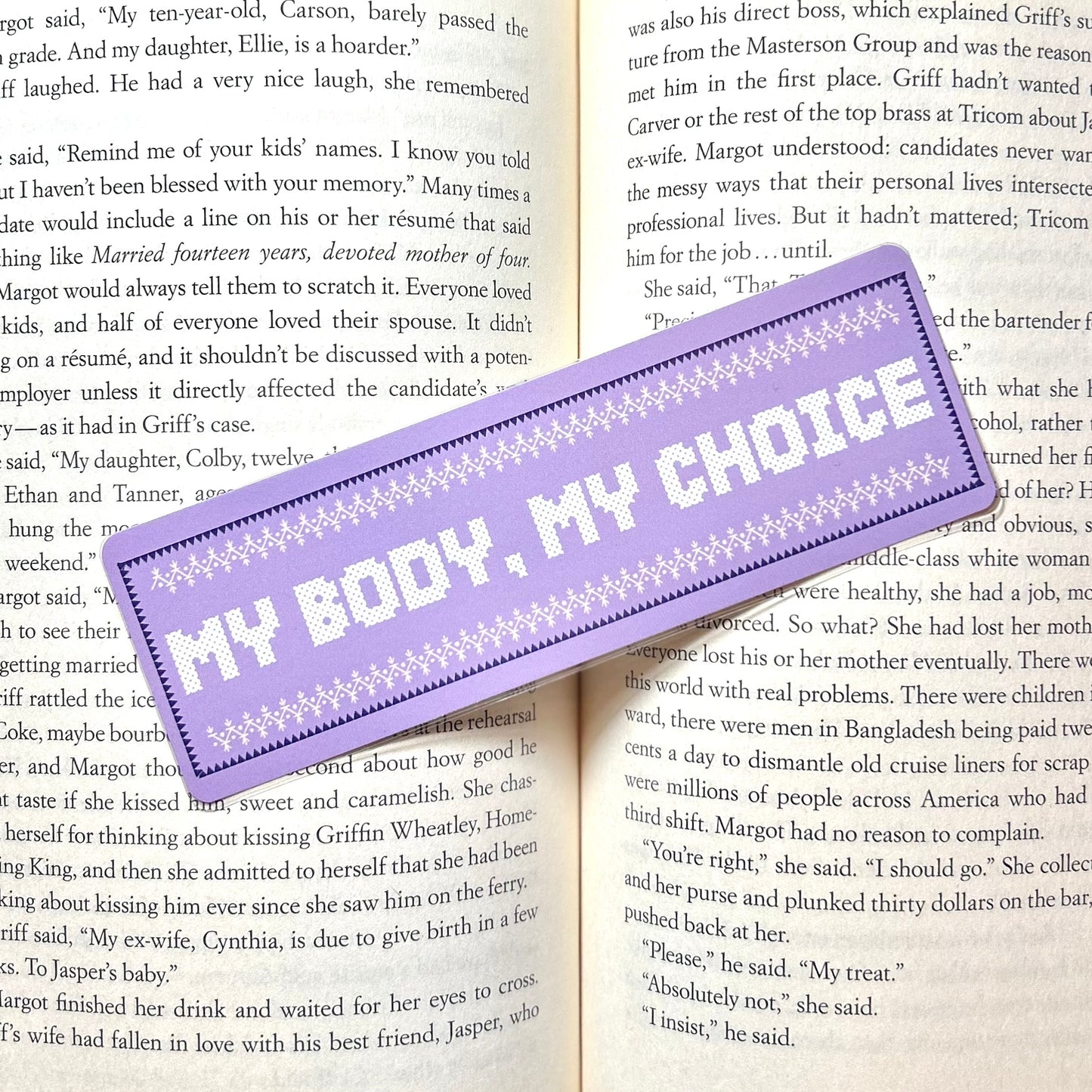 my body my choice cross stitch bookmark!