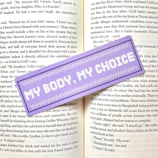 my body my choice cross stitch bookmark!