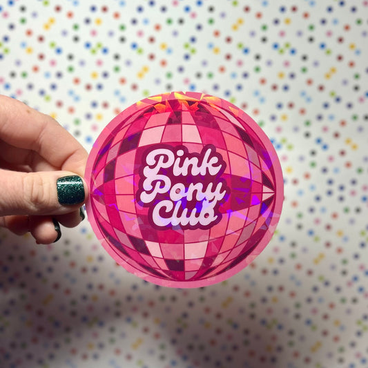 pink pony club disco ball holographic sticker!