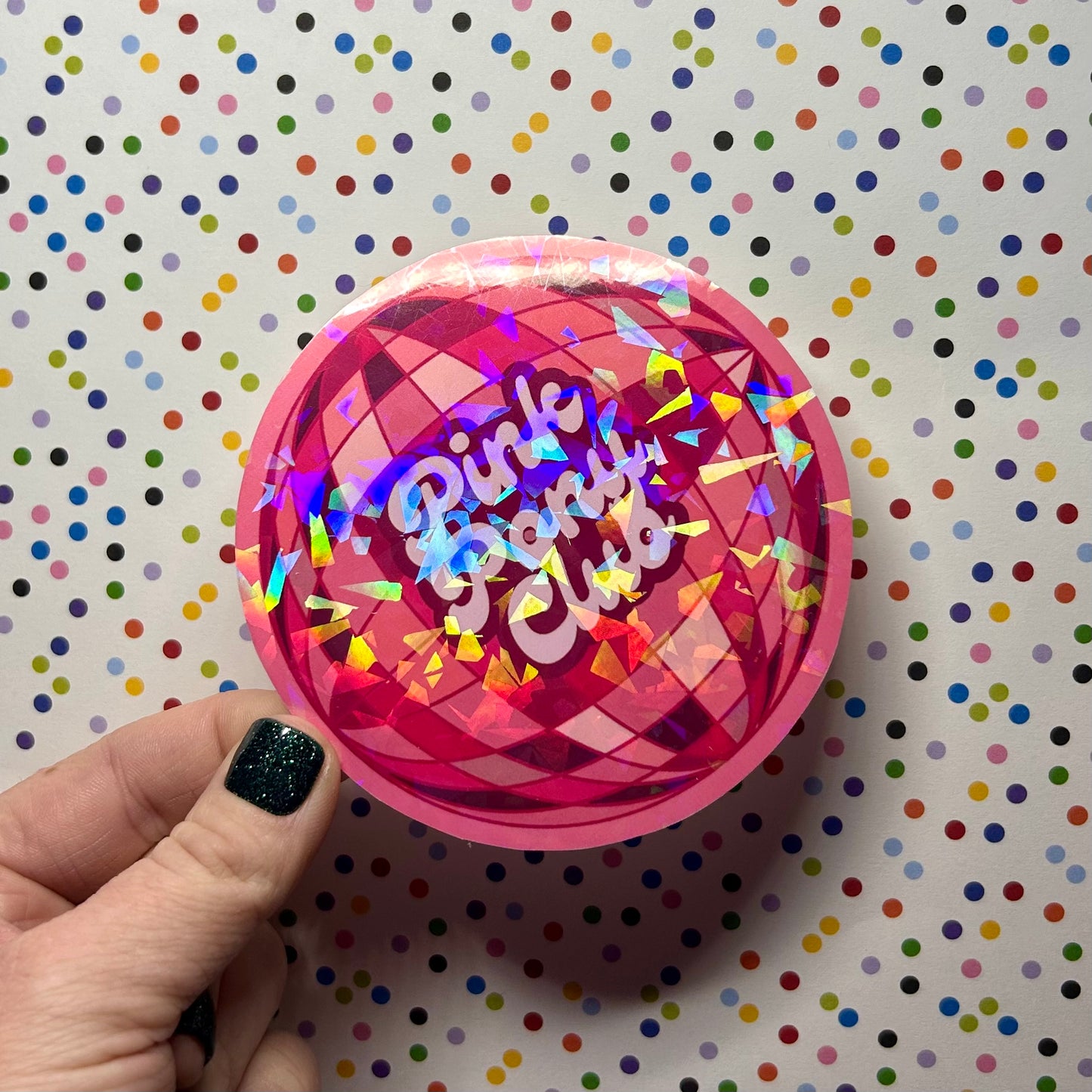 pink pony club disco ball holographic sticker!